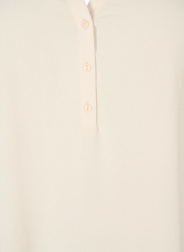 Solid färg tunika med v-hals och knappar, Warm Off-white, Packshot image number 2