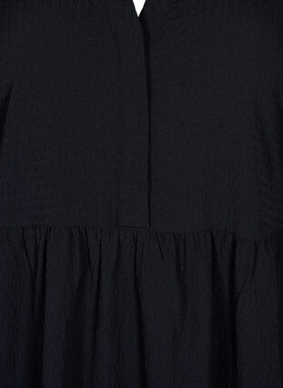 Enfärgad midiklänning med 3/4-ärmar, Black, Packshot image number 2
