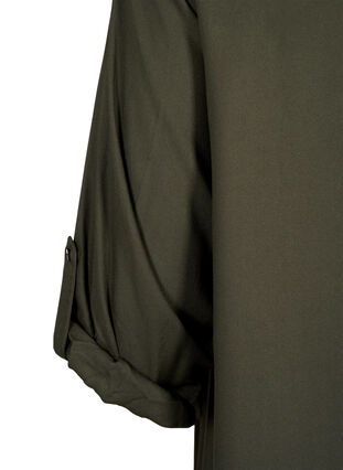 Skjortklänning i viskos med luva och trekvartsärmar, Thyme, Packshot image number 3