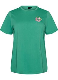 T-shirt i ekologisk bomull med tryck p&aring; ryggen, Gr&ouml;n