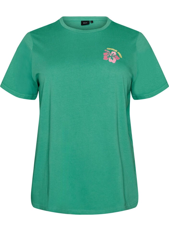 T-shirt i ekologisk bomull med tryck p&aring; ryggen, Gr&ouml;n, Packshot image number 0