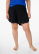L&ouml;sa nattshorts med ribbstickad textur och spetskant, Svart, Model image number 3