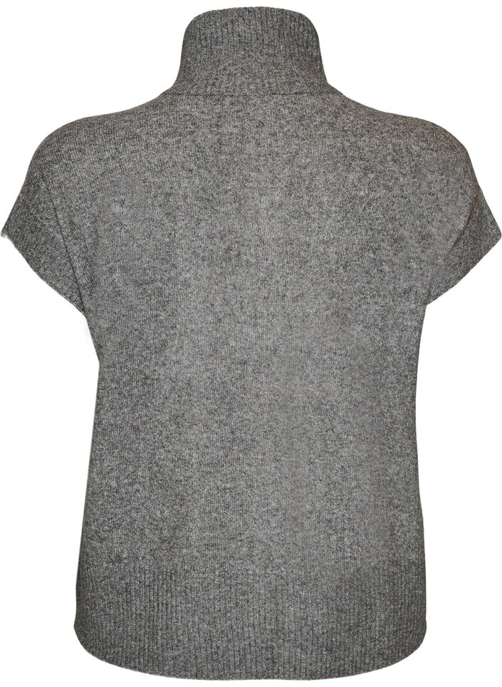 Stickad v&auml;st med h&ouml;g krage och dragkedja, Gr&aring;, Packshot image number 1