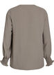 Blus med smockade manschetter och v-ringning, Beige, Packshot image number 1