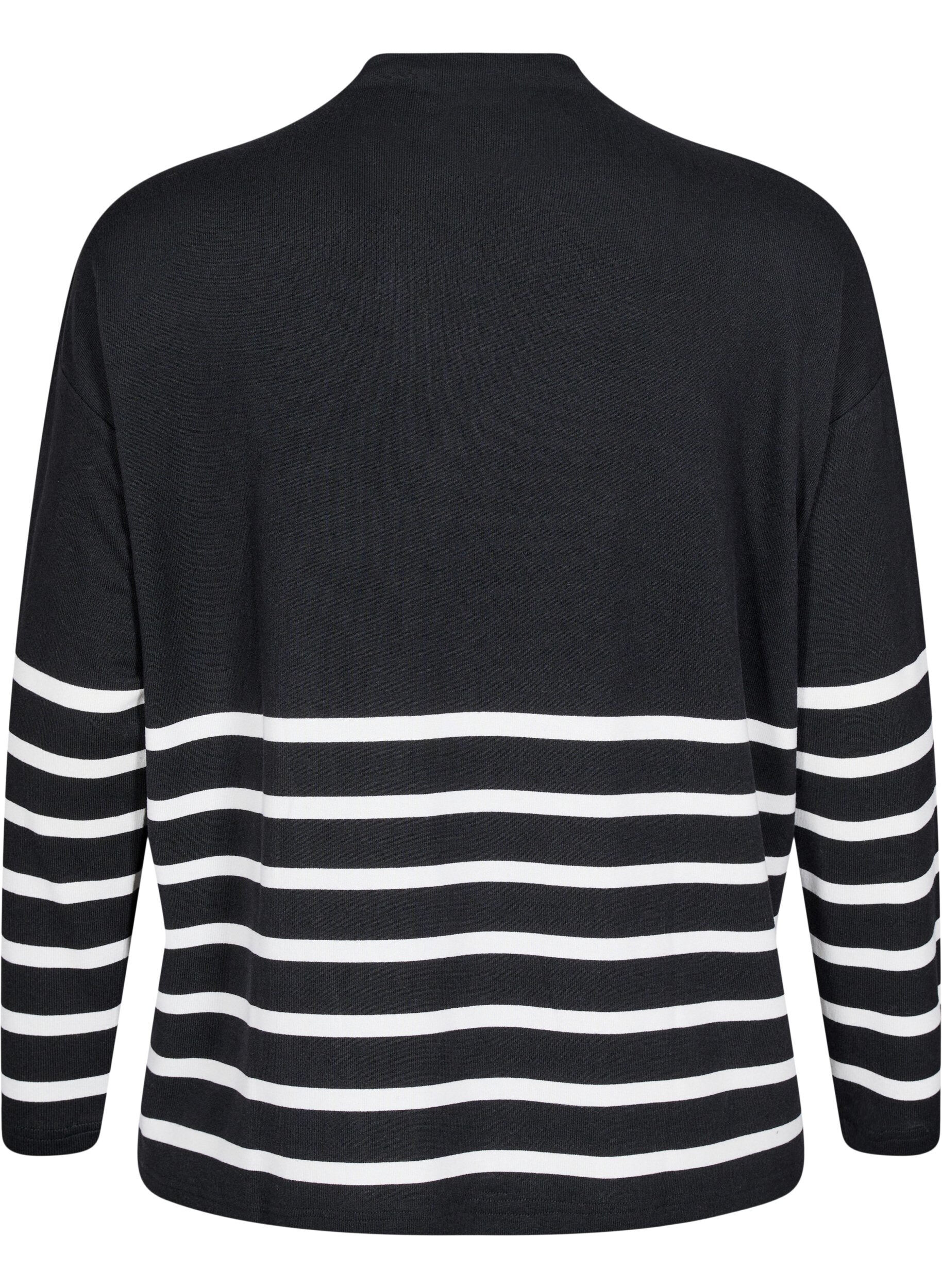 Zizzi Blus med h&ouml;g hals och l&aring;nga &auml;rmar, Svart, Packshot image number 1