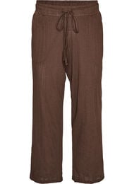 Pyjamasbyxor i ekologisk bomull med h&aring;lbroderi, Brun