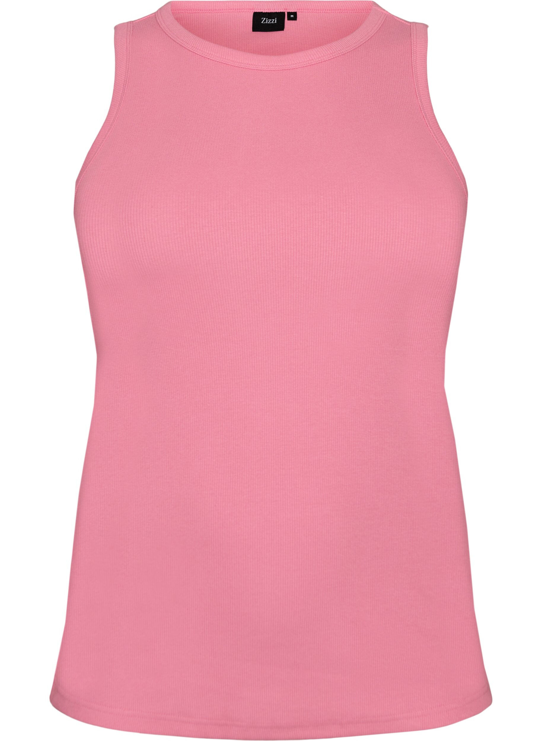 ZizziRibbad topp i bomull med h&ouml;g hals, Rosa, Packshot image number 0