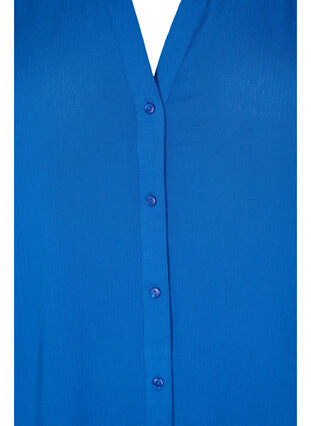 Kortärmad viskosskjorta med v-ringning, Classic Blue, Packshot image number 2