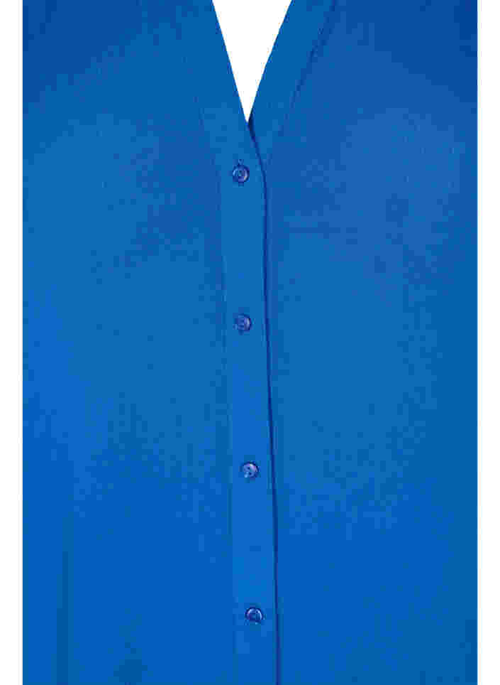 Kortärmad viskosskjorta med v-ringning, Classic Blue, Packshot image number 2