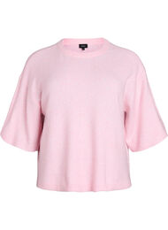 L&ouml;st stickad blus med korta &auml;rmar, Rosa