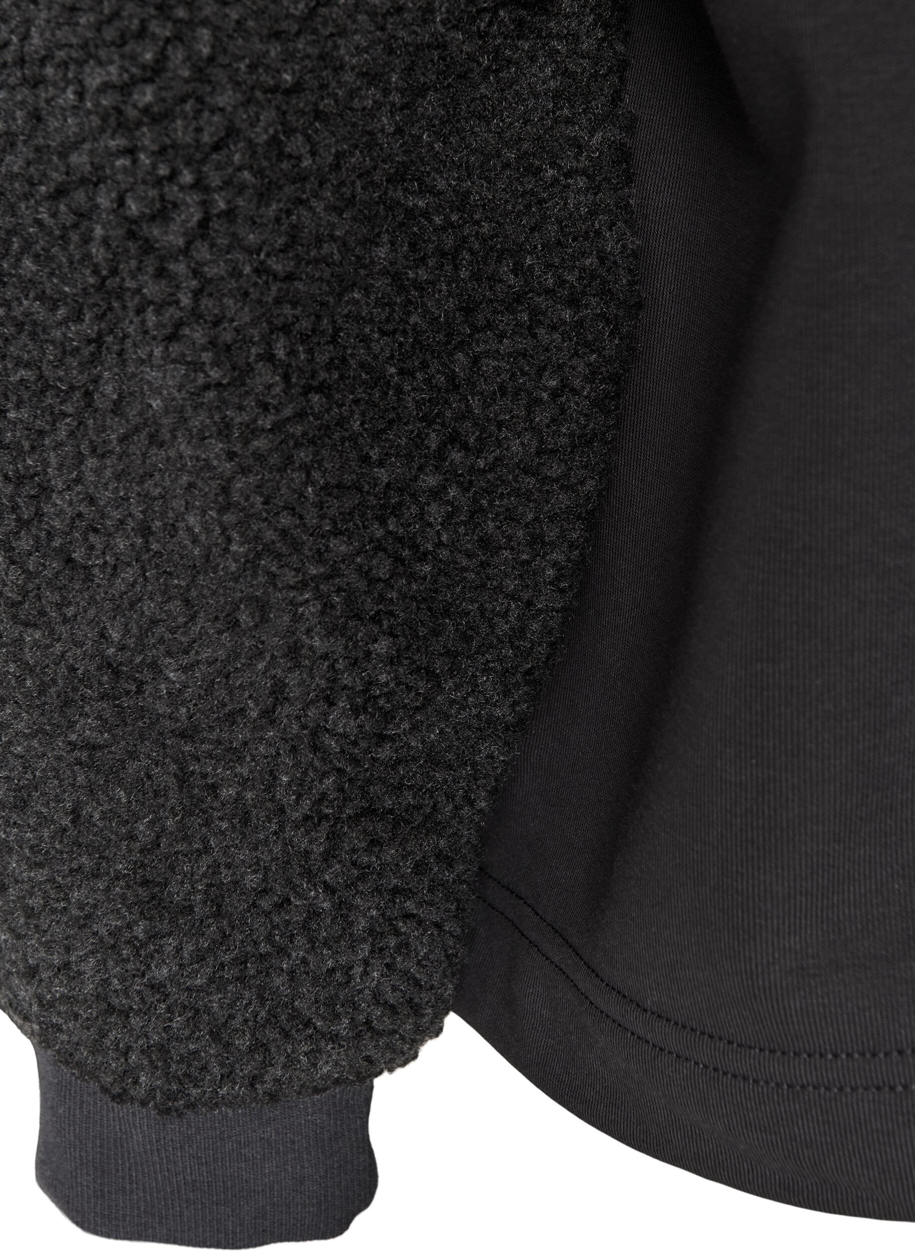 ZizziSweatshirt med teddy&auml;rmar och h&ouml;g hals, Gr&aring;, Packshot image number 3