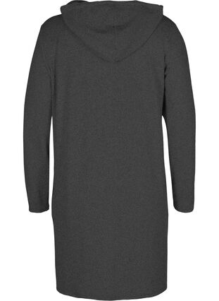 Långärmad klänning med huva, Dark Grey Melange, Packshot image number 1