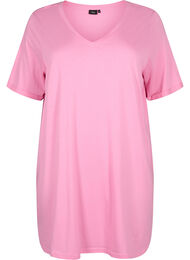 Enfärgad oversize t-shirt med v-hals, Rosebloom