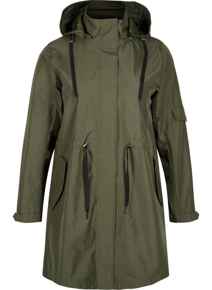 Vattentät parka med avtagbar huva, Forest Night, Packshot image number 0