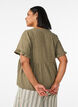 Blus i linne och viskos med v-ringning och kn&auml;ppning, Gr&ouml;n, Model image number 2