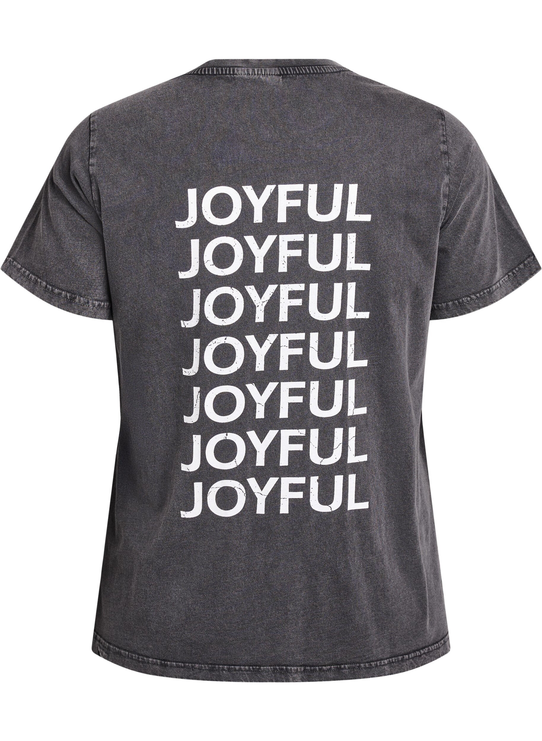 Zizzi T-shirt i ekologisk bomull med tryck p&aring; ryggen, Gr&aring;, Packshot image number 1