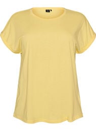 Kort&auml;rmad t-shirt i bomullsmix, Gul