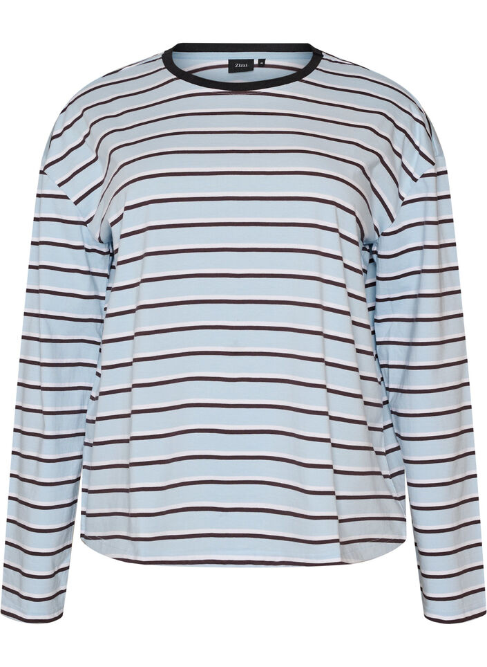 Bas-t-shirt med l&aring;nga &auml;rmar, Bl&aring;, Packshot image number 0