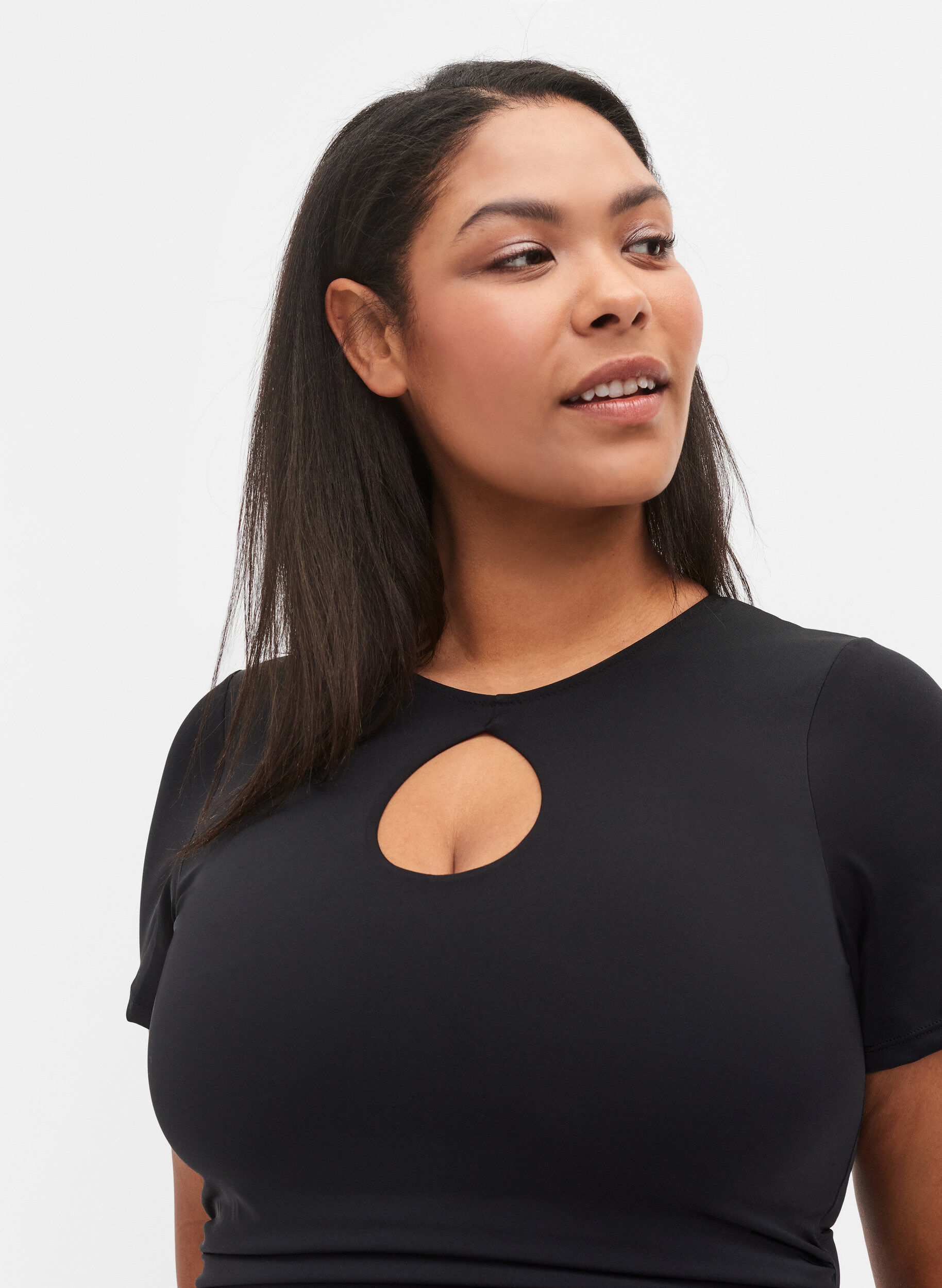 Zizzi Baddr&auml;kt med korta &auml;rmar, Black, Model image number 2