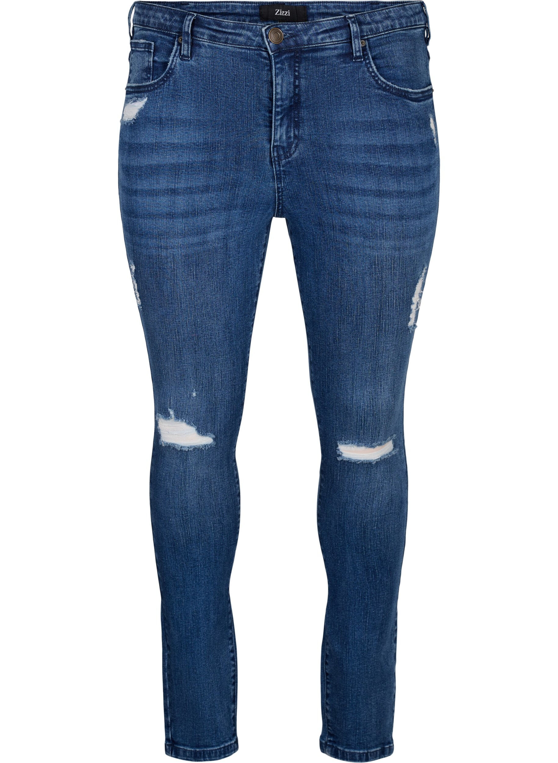 Zizzi Amy jeans i super slim-model med n&ouml;tta detaljer, Blue Denim, Packshot image number 0