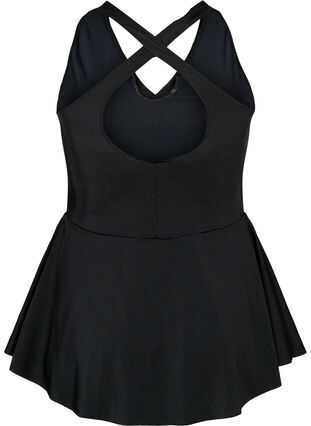 Badklänning med korsad rygg och kjol, Black, Packshot image number 1