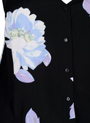 Ärmlös jumpsuit i viskos, Black Big Flower AOP, Packshot image number 2