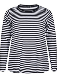 Randig blus med l&aring;nga &auml;rmar, Svart