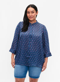 Skjortblus med prickar , Vintage Indigo Dot, Model
