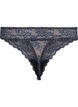 G-string med kontrastfärgad spets, Black w Blue , Packshot image number 1
