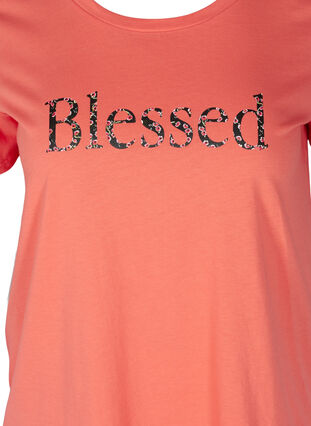 T-shirt med tryck, Living Coral BLESSED, Packshot image number 2