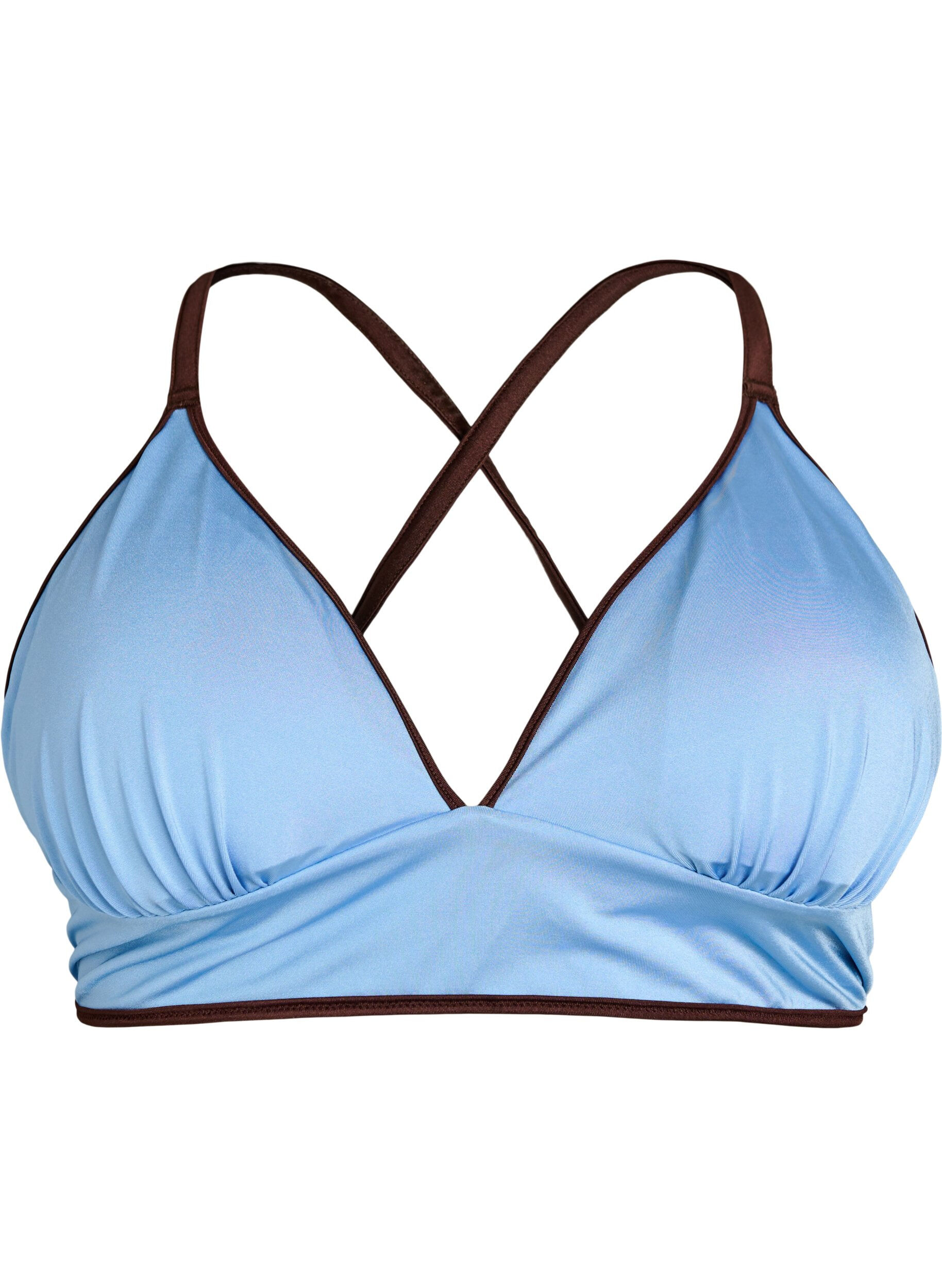 ZizziV&auml;ndbar bikinitopp med v-ringning och kors i ryggen, Brun, Packshot image number 3