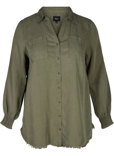 Långärmad skjorta i lyocell, Deep L. Green, Packshot image number 0