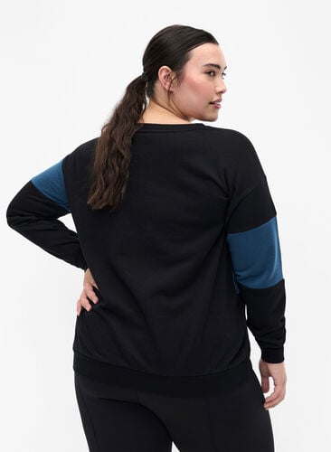 Sweatshirt med sportigt tryck, Black Comb, Model image number 1