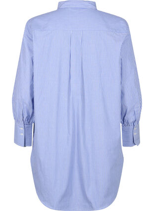 Randig bomullsskjorta med lös passform, Baja Blue Stripe, Packshot image number 1