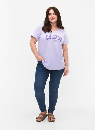 T-shirt i bomull med texttryck, Lavender W. Chicago, Model image number 2