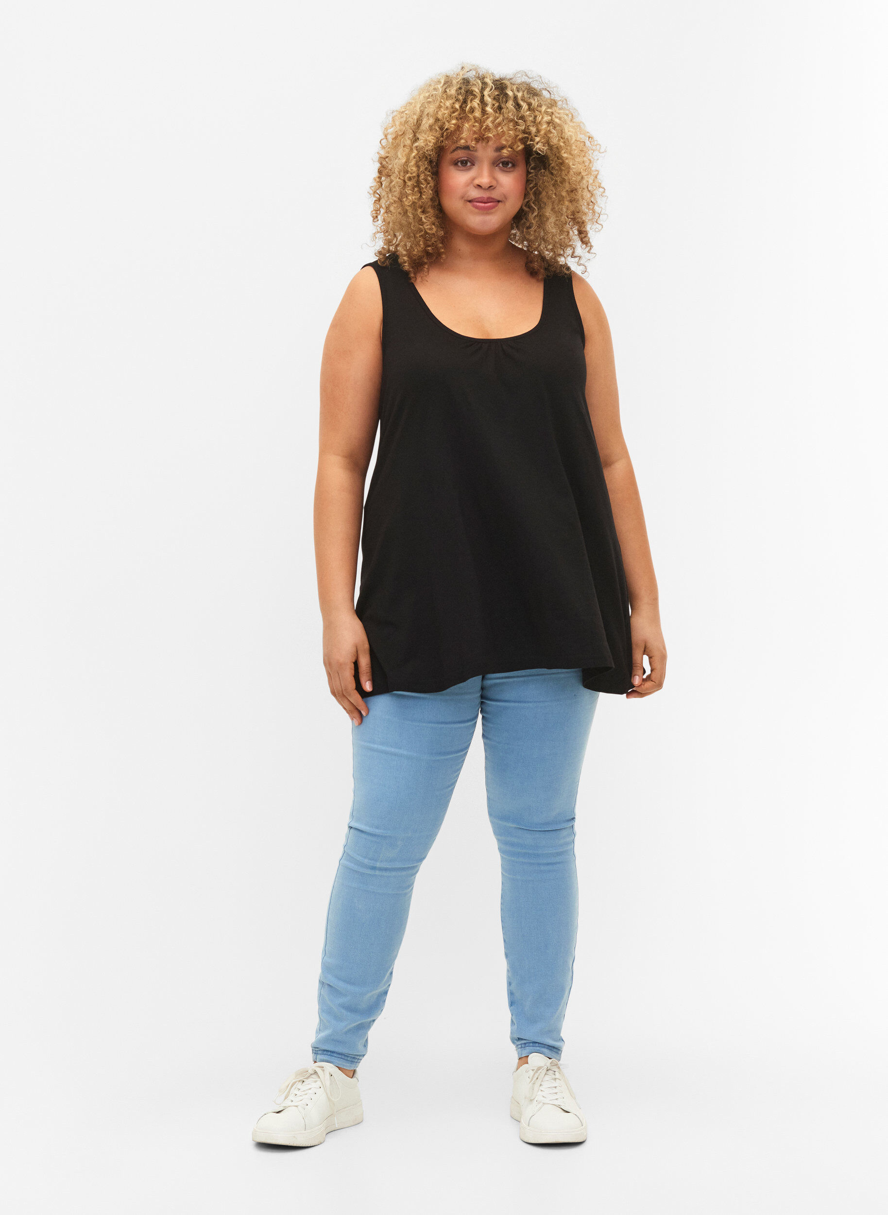 ZizziTopp med a-linjeform och rund hals, Black, Model image number 2