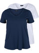 2-pack t-shirt i bomull, Navy B/B White, Packshot image number 0