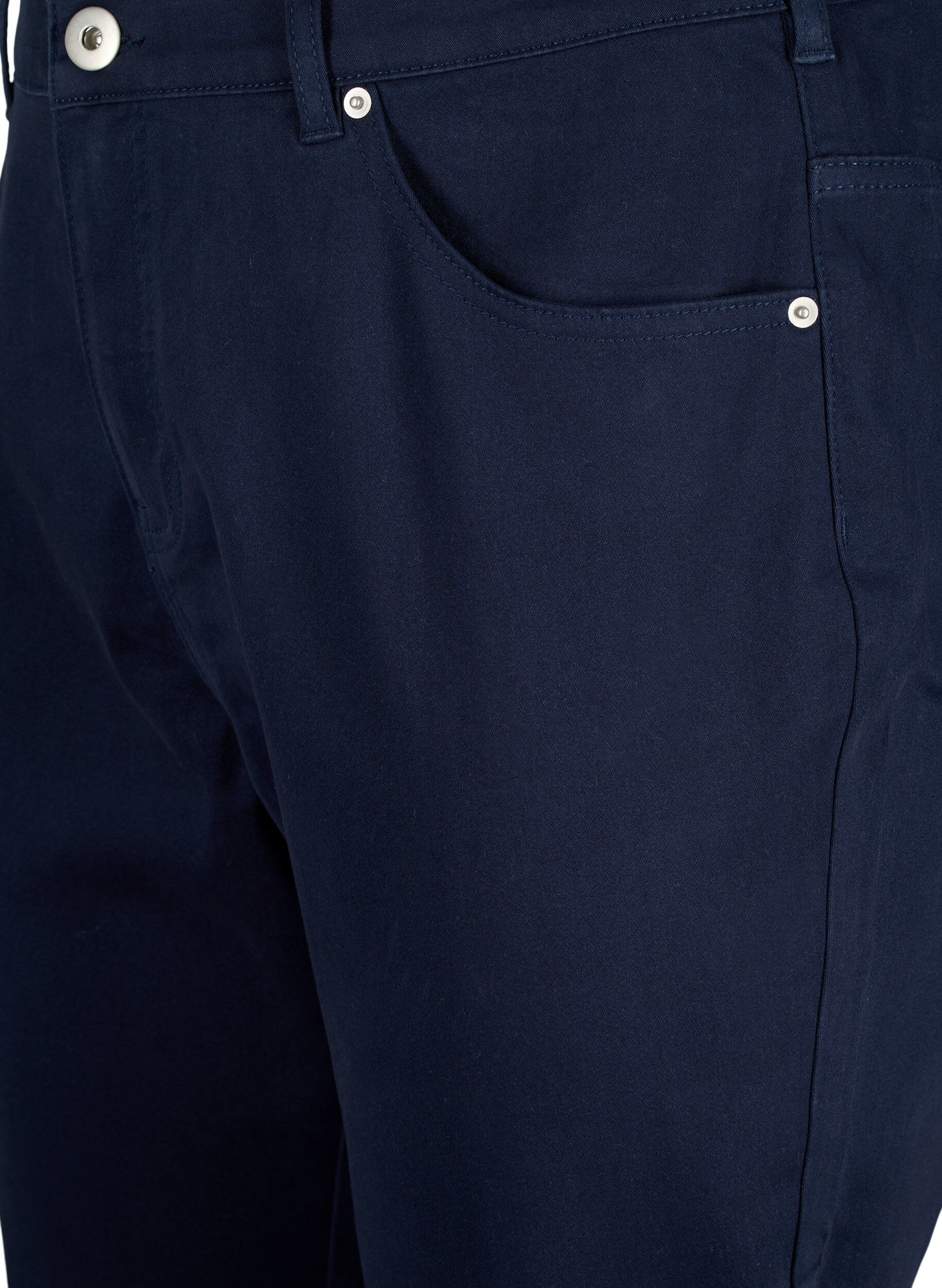 Zizzi L&ouml;sa capribyxor med h&ouml;g midja och h&aring;lbroderi, Night Sky, Packshot image number 2