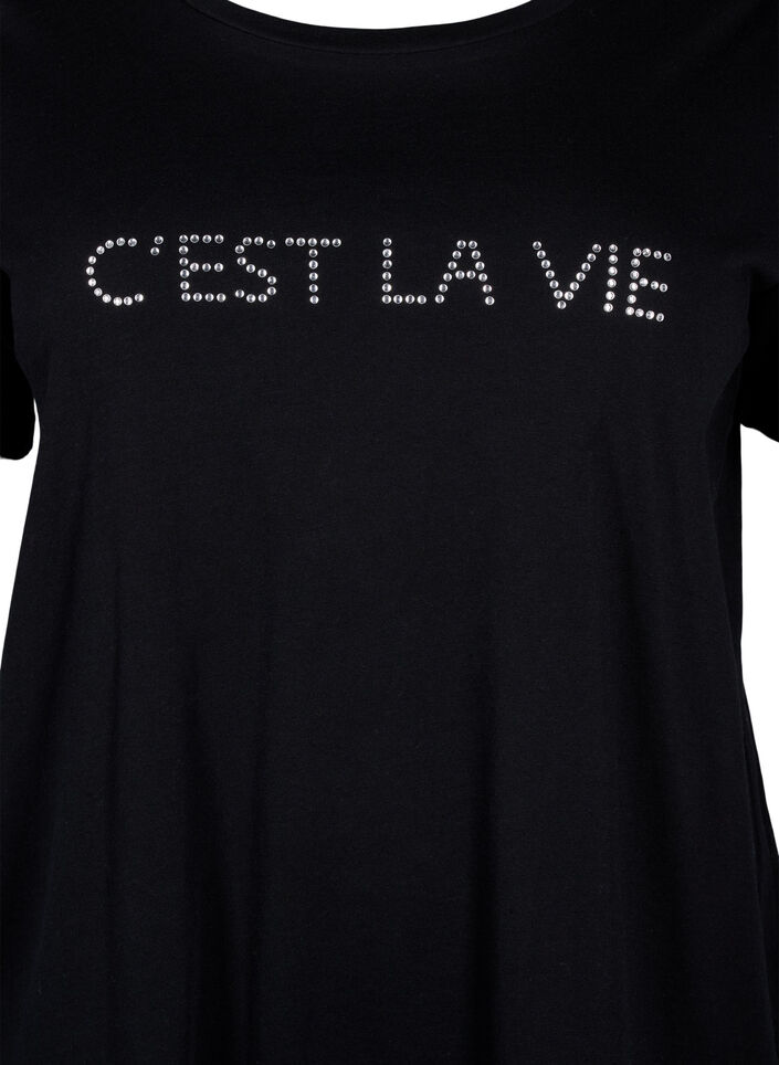 T-shirt med strass, Black W. Rhinestones, Packshot image number 2