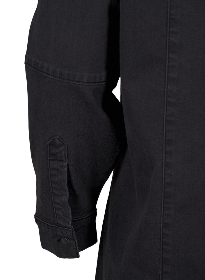 A-formad denimklänning med dragkedja, Grey Washed, Packshot image number 3