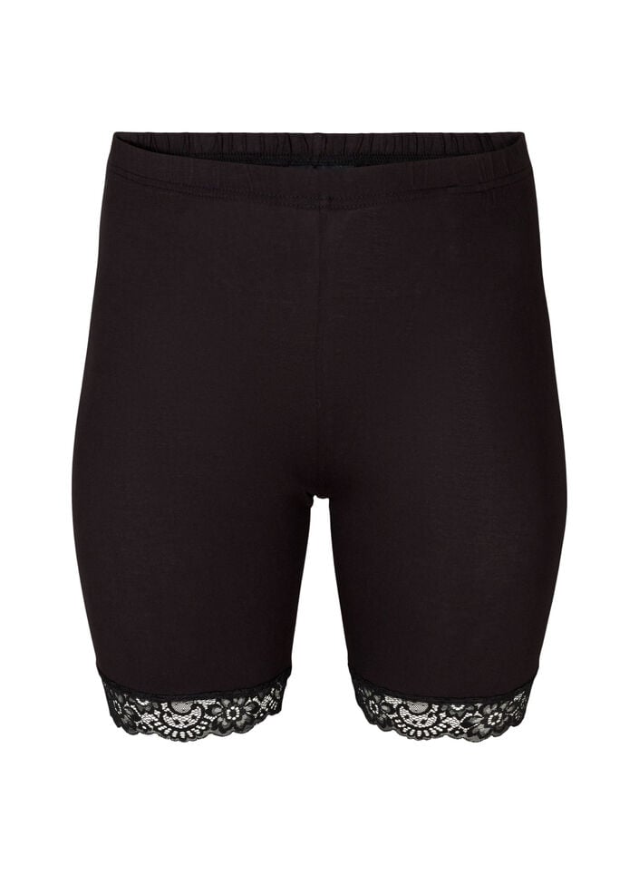 Cykelbyxor med spetskant, Svart, Packshot image number 0