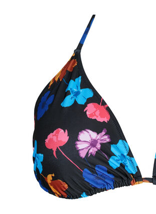 Triangel-bikinibehå med tryck, Black Flower AOP, Packshot image number 2