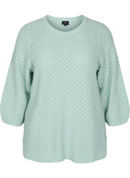 Stickad tröja i ekologisk bomull med mönster och 3/4-ärmar, Surf Spray