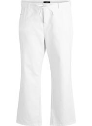 Raka jeans med knytsk&auml;rp, Vit