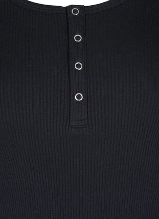 Enfärgad blus i bomull med långa ärmar, Black, Packshot image number 2