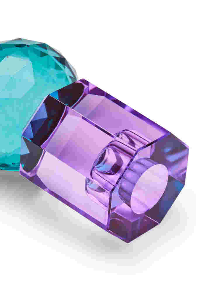 Ljusstake i kristallglas, Violet/Petrol, Packshot image number 1