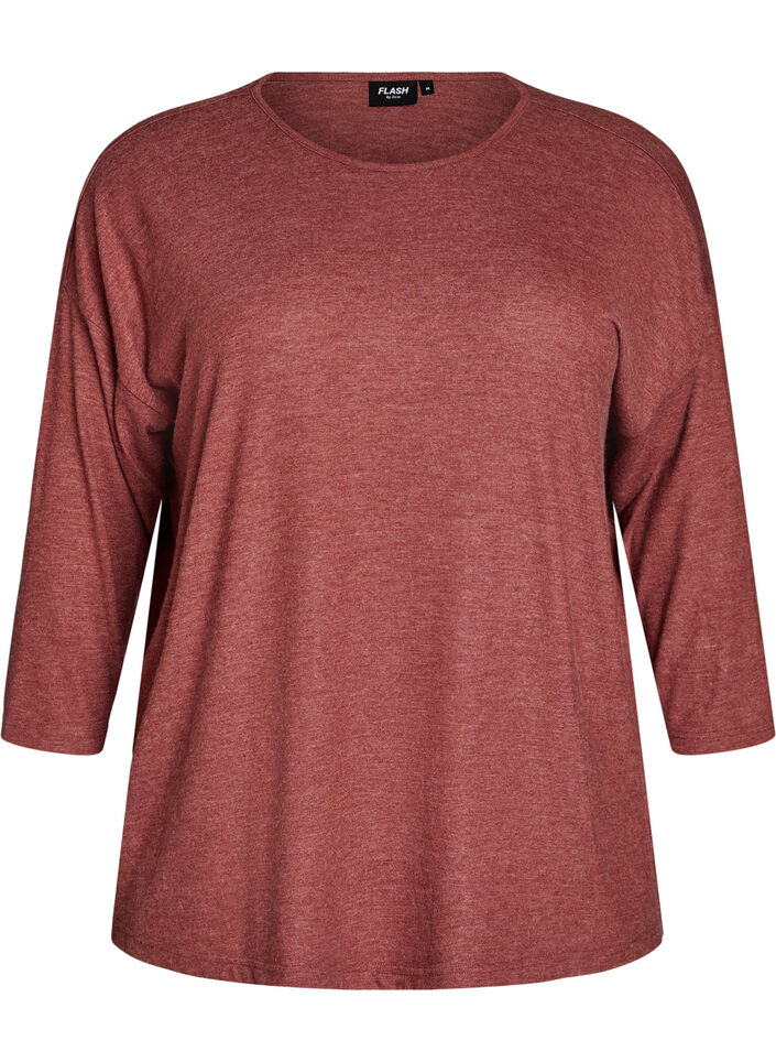 Jerseyblus med 3/4-&auml;rm, R&ouml;d, Packshot image number 0