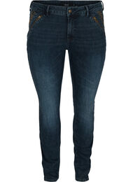 Slim fit Emily jeans med nitar, Dark blue