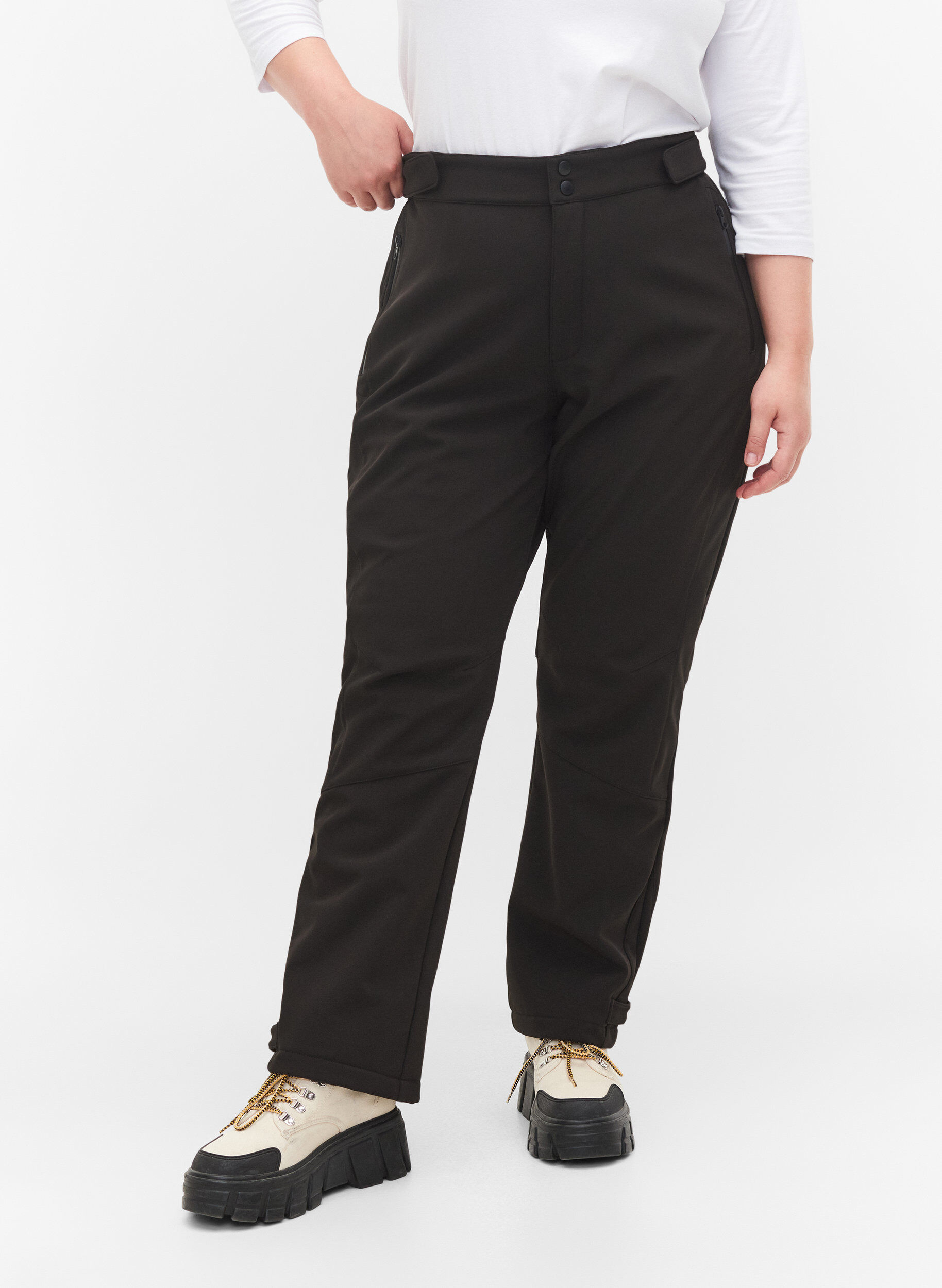 Softshell byxor med justerbart kardborreband, Svart, Model