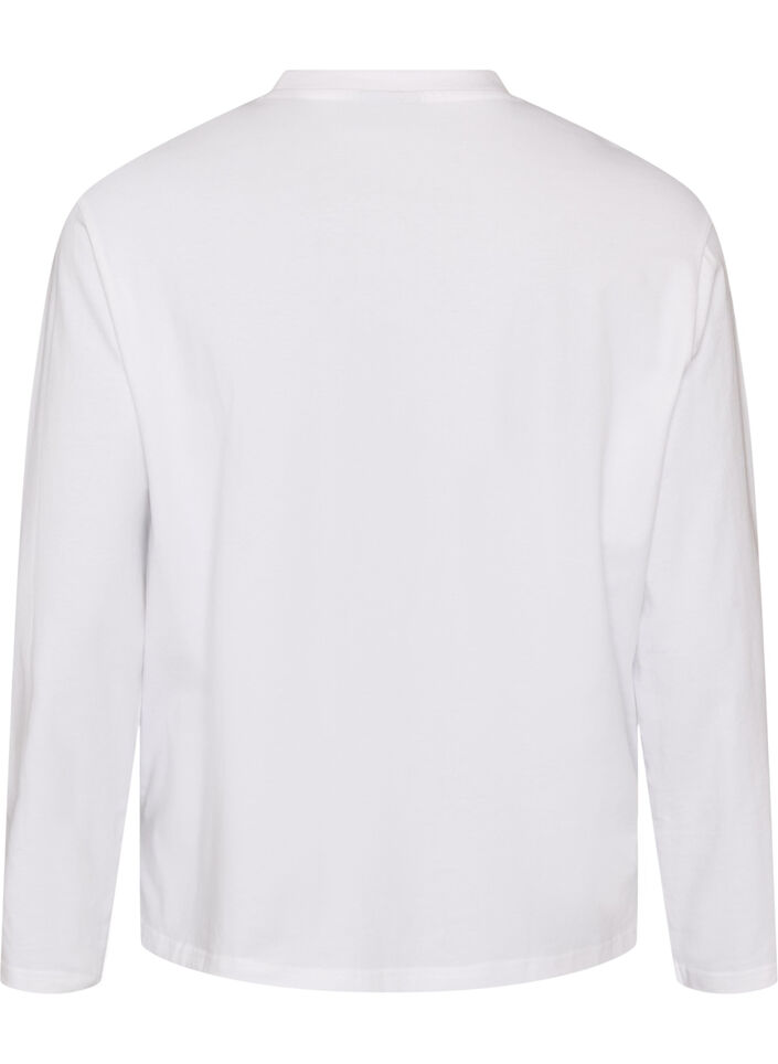 Bas-t-shirt med l&aring;nga &auml;rmar, Vit, Packshot image number 1
